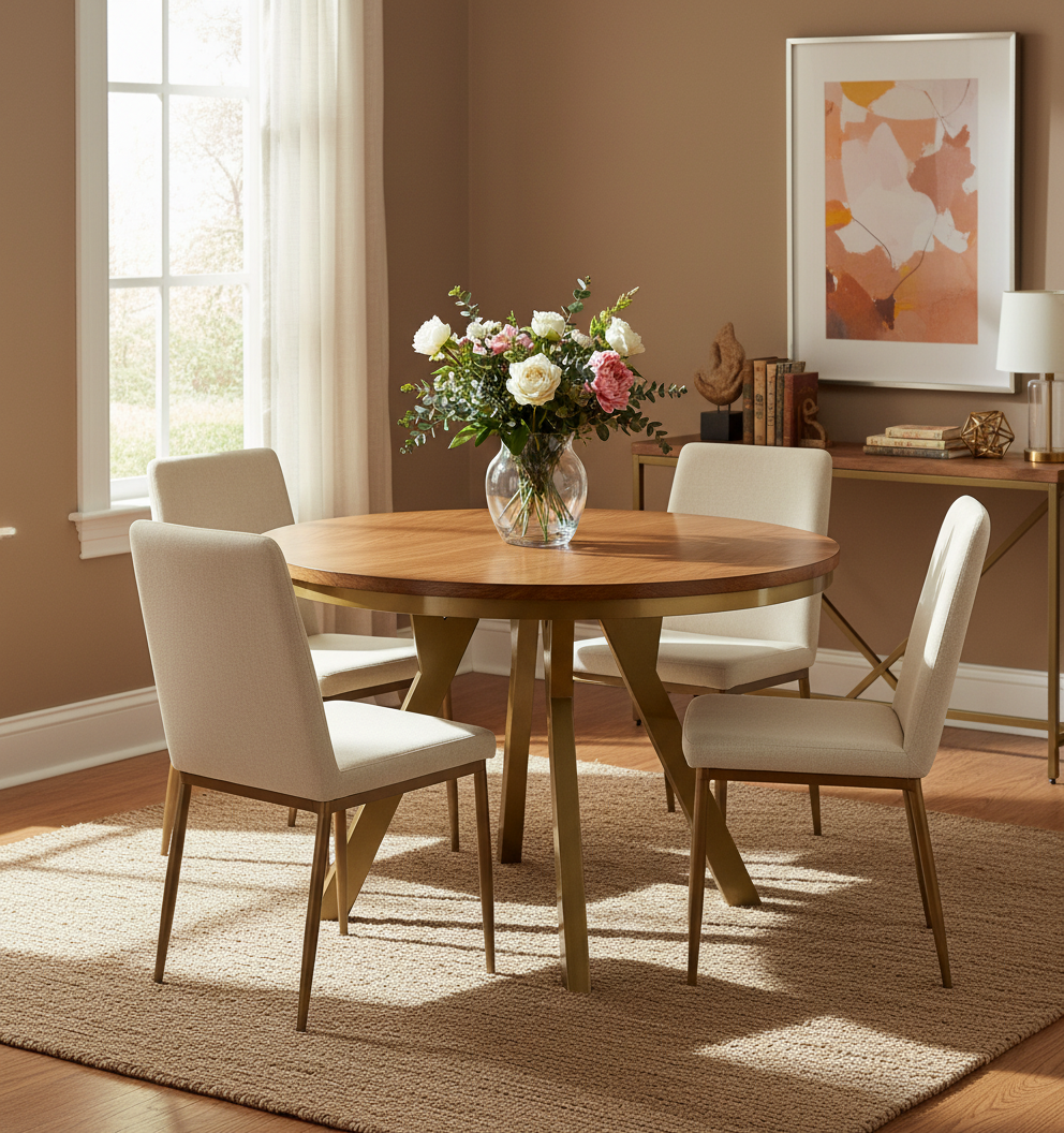 Okrągły Stół 1m Rozkładany Do 3m Złota Noga (różne wzory) - Blat 36 mm