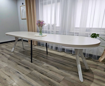 Okrągły Stół 110cm Rozkładany Do 410cm Biała Noga (różne wzory) - Blat 36 mm