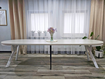 Okrągły Stół 110cm Rozkładany Do 410cm Biała Noga (różne wzory) - Blat 36 mm