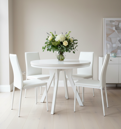 Okrągły Stół 110cm Rozkładany Do 410cm Biała Noga (różne wzory) - Blat 36 mm