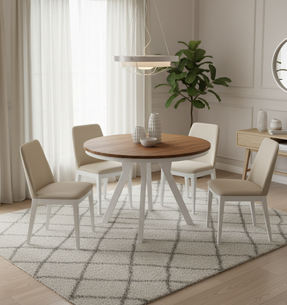 Okrągły Stół 110cm Rozkładany Do 410cm Biała Noga (różne wzory) - Blat 36 mm