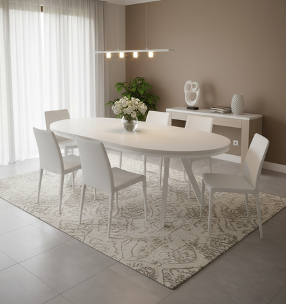 Okrągły Stół 110cm Rozkładany Do 410cm Biała Noga (różne wzory) - Blat 36 mm