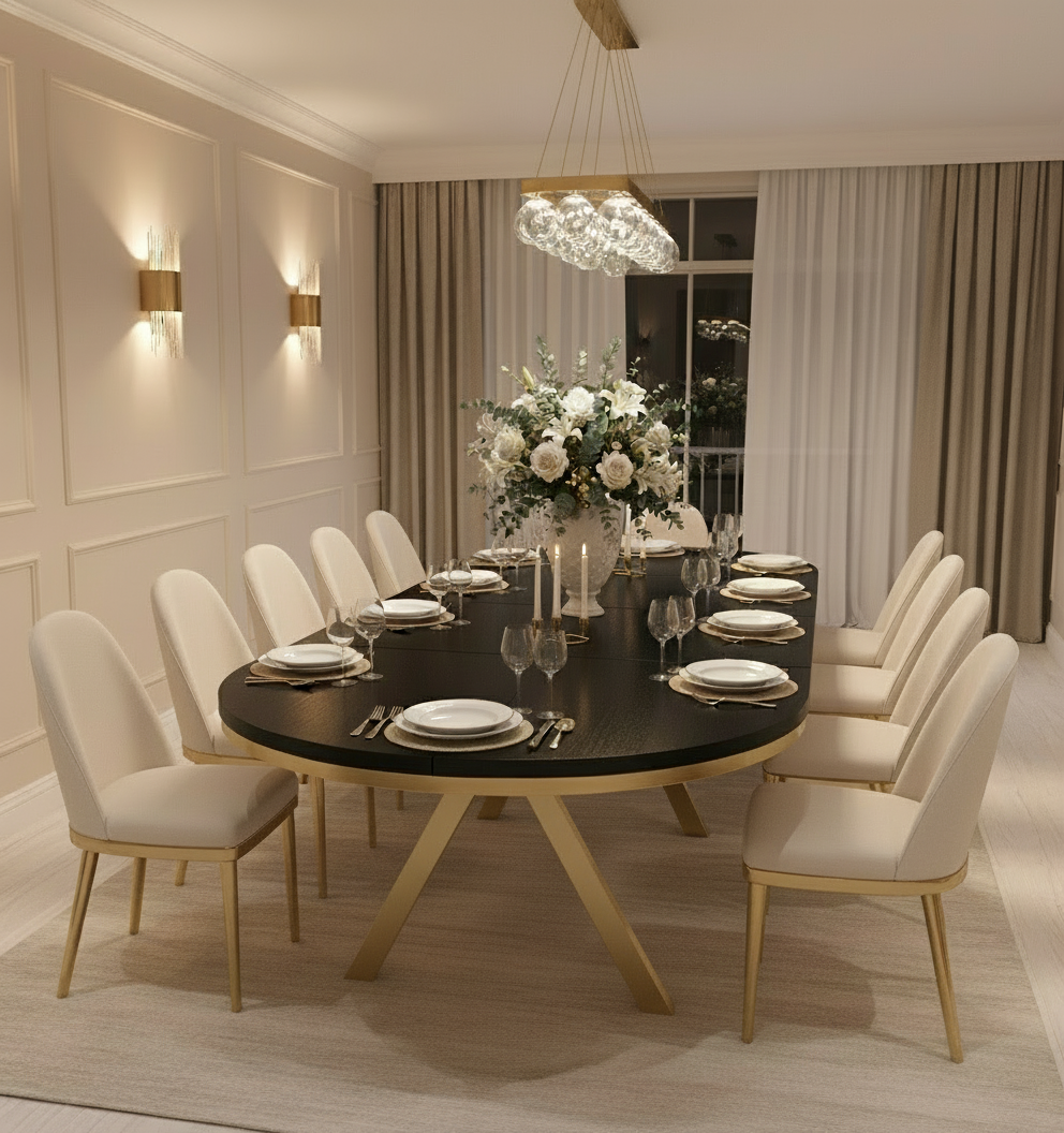 Okrągły Stół 1m Rozkładany Do 3m Złota Noga (różne wzory) - Blat 36 mm