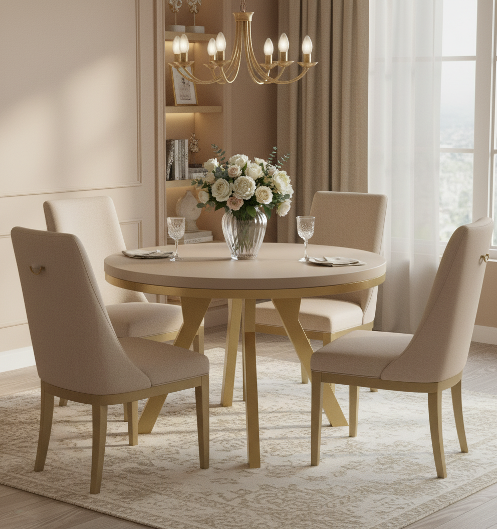 Okrągły Stół 1m Rozkładany Do 3m Złota Noga (różne wzory) - Blat 36 mm