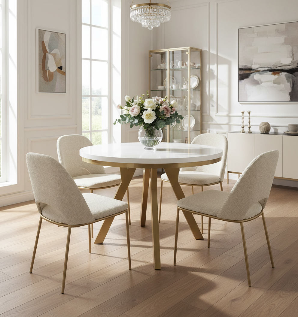 Okrągły Stół 1m Rozkładany Do 3m Złota Noga (różne wzory) - Blat 36 mm