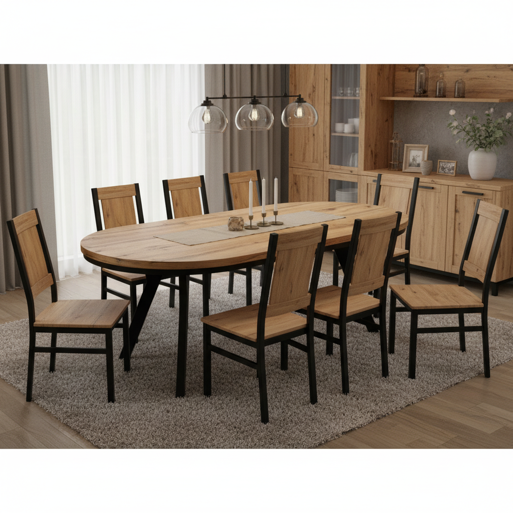 Okrągły Stół 1m Rozkładany Do 2m (różne wzory) - Blat 36 mm