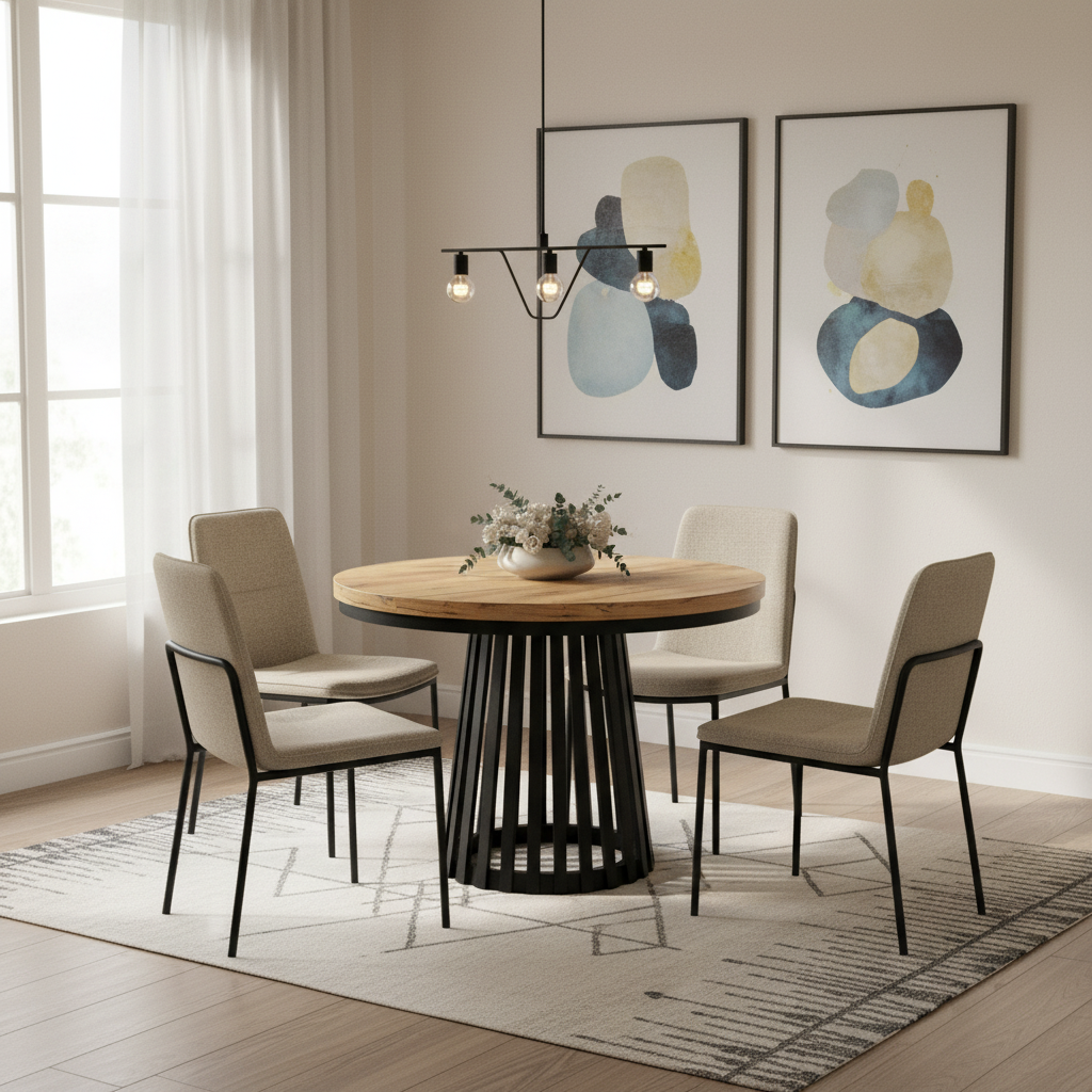 Okrągły Stół 1m Rozkładany Do 3m (różne wzory) - Noga Stożek