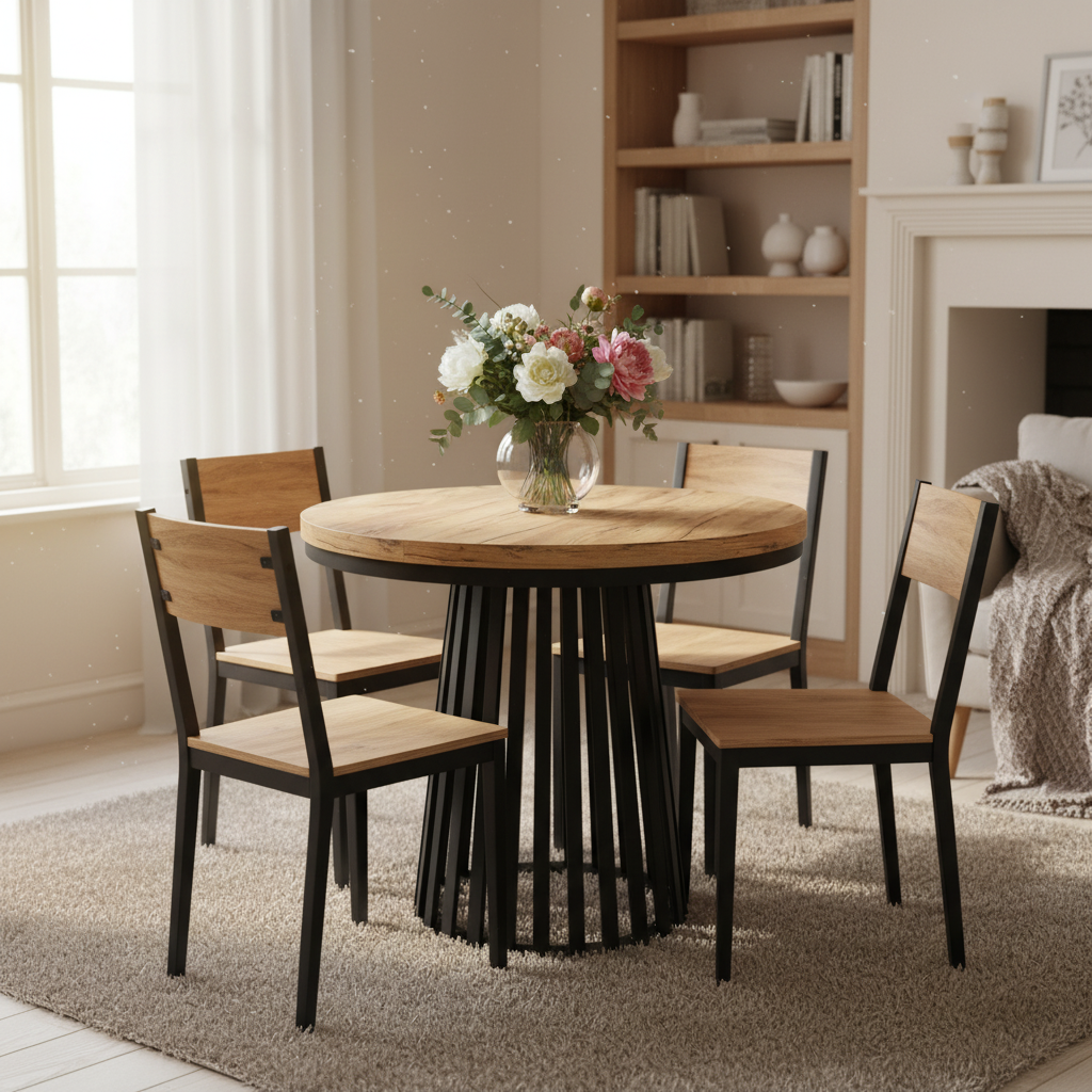 Okrągły Stół Rozkładany 80 cm, 90 cm, 100 cm (różne wzory) - Noga Stożek