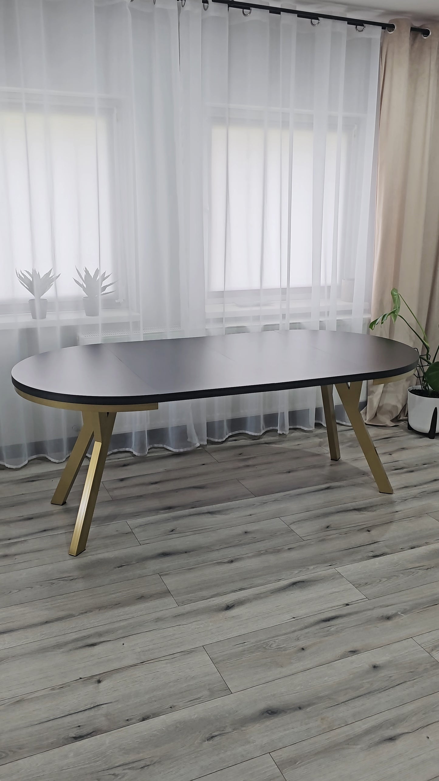 Okrągły Stół 110cm Rozkładany Do 410cm Złota Noga (różne wzory) - Blat 36 mm
